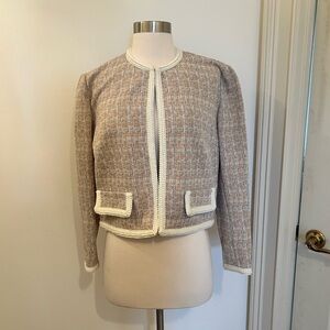Vintage Butte Knit Blue and Brown Cropped Box Jacket